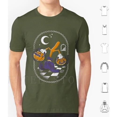 Witches Broom & Pumpkins-Goth Halloween T Shirt Cotton Men DIY Print Halloween Witch Broomstick Sorcerers Apprentice Pumpkins