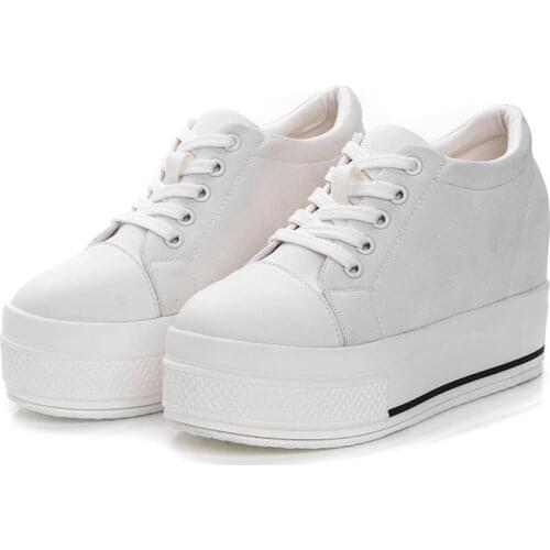 Platform Shoes Womens 2021 Fashion Canvas Thick Bottom Lace Platform Round Toe Solid Cross Tied Solid Women Casual Shoes