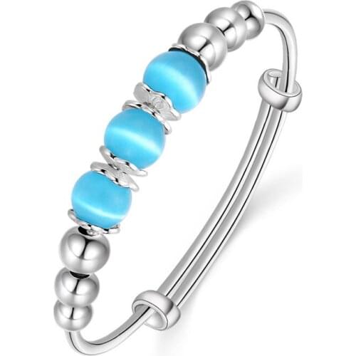 YJ00455 New Fashion 990 sterling silver bracelet female opal bracelet adult sterling silver jewelry Women Bangles