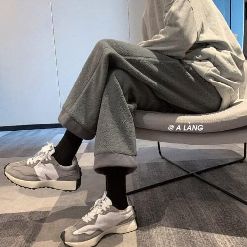 Winter Thick Lamb Wool Pants Men Warm Fashion Retro Casual Pants Men Streetwear Loose Hip-hop Straight Pants Mens Trousers M-2XL