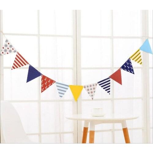1.8meter Paper Flag sea design pennant Party bell garland Banner Bunting for Birthday Wedding Party Decoration DIY favor