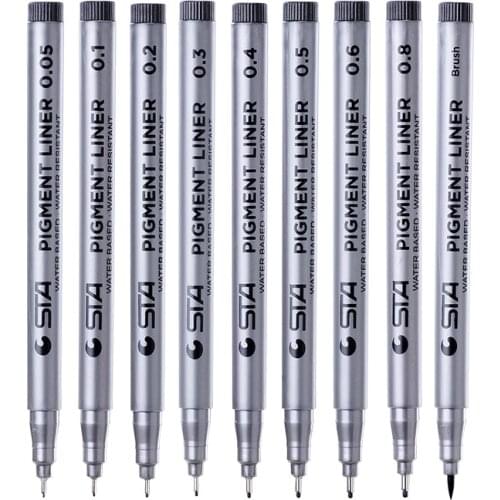 1pcs Water Based Brush Markers Different Size Pigment Liner Triangular Fineliner Pens for Art Supplies Stationery