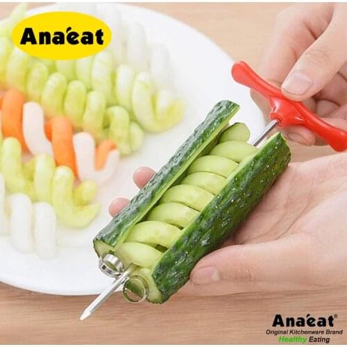 ANAEAT 1PC Stainless steel manual spiral spiral slicer potato carrot cucumber vegetable spiral knife carving tool