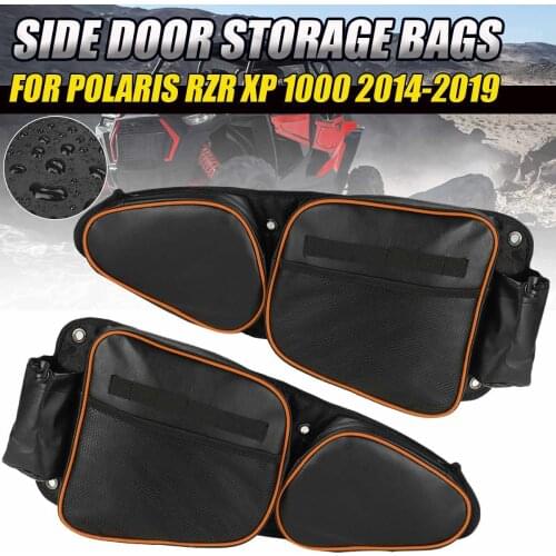 2Pcs UTV Passenger Driver Side Door Bag Storage Bag Knee Pad PU Leather For Polaris RZR XP 1000 XP4 1000 Turbo S 2014-2020