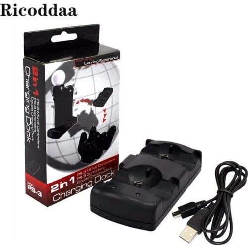 2 In 1 Dual Charging Station Charger for PS3 Move Controller Joystick Charger Dock For Sony Playstation 3 Controller Accessories