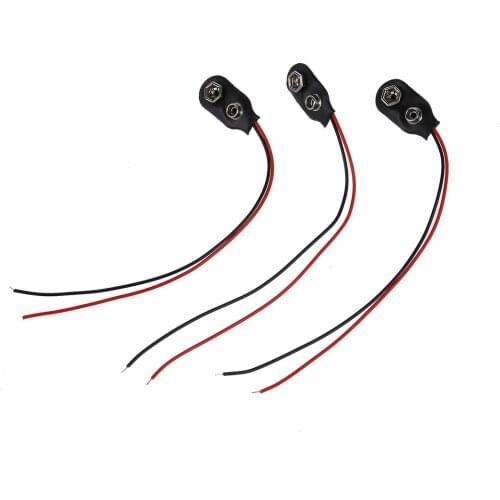 3 Pcs I Type Faux Leather Shell 9V 9 Volt Battery Clip Connector Cable Drop Shipping