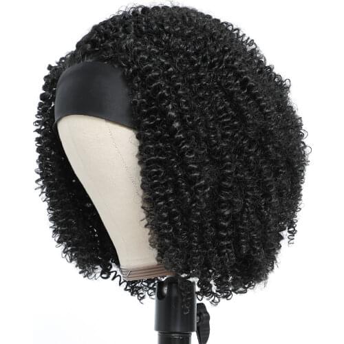 Afro Kinky Curly Headband Wigs For Women Heat Resistant Hair Synthetic Wigs Jerry Curly Full Machine Made Daily Wigs