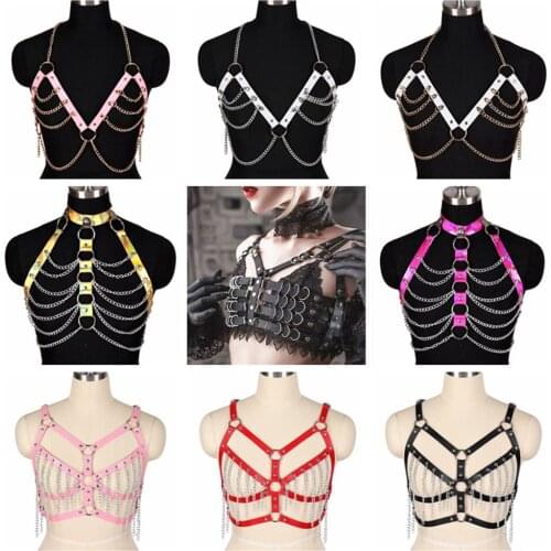 Punk Goth Harness Fashion Leathers Metal Chain Accessory Punk Gothic Style Festival Rave Costume Women Sexy Lingerie Sword Belt