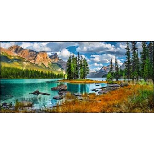 5d Diy Diamond Painting natural scenery lake & white clouds landscape full square round diamond embroidery mosaic A1229
