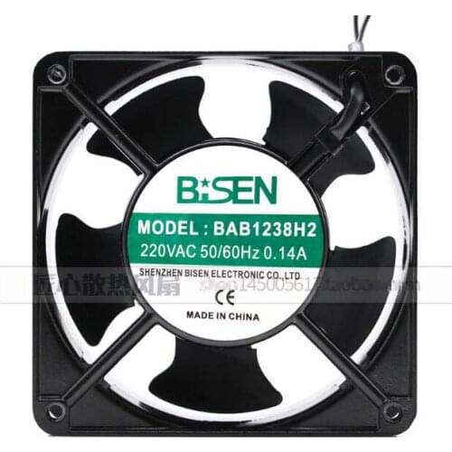 BISEN BAB1238H2 AC 220V 0.14A 120x120x38mm 2-Wire Server Cooling Fan