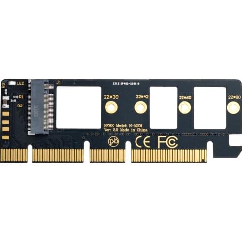 Cablecc PCI-E Express 3.0 16x X4 to NGFF M-key NVME M.2 SSD Adapter without Bracket