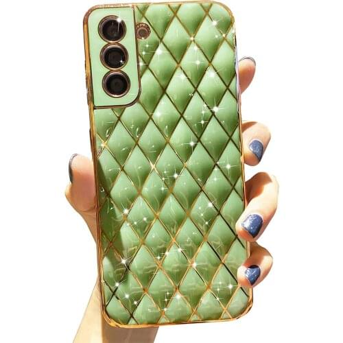 For Samsung Galaxy S21 Ultra A32 52 Case, Glitter Sparkle Plating Lattice Designed with Unique Full Camera Lens Protection Cover