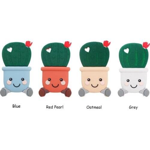 Chenkai 10pcs Silicone Cactus Reassuring Teether Pacifier Dummy Teething DIY Infant Smoothing Sensory Bite Toy Accessories Gift