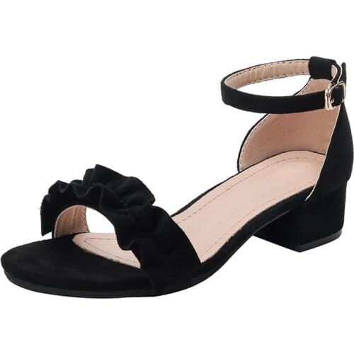 Beige Black Gladiator Sandals Summer Office High Heels Shoes Woman Buckle Strap Pumps Casual Women Shoes Big Size 34-40 Mazefeng