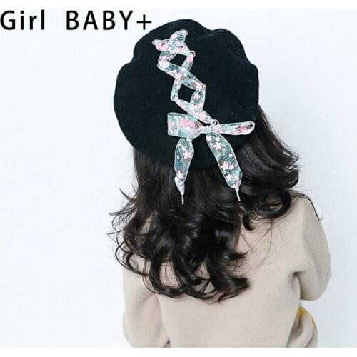 New Fashion Baby Hat for Girls Wool Autumn Winter Baby Girl Hat With Lacing Vintage Infant Beret Caps Kids Baby Accessories