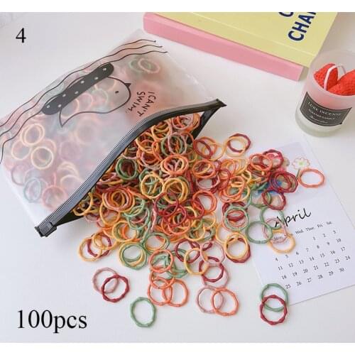 100Pcs/Bag Children Candy Color Elastic Hair Bands Baby Girls Lovely Scrunchies Rubber Bands Kids Hair Accessories Hair Ties Hot