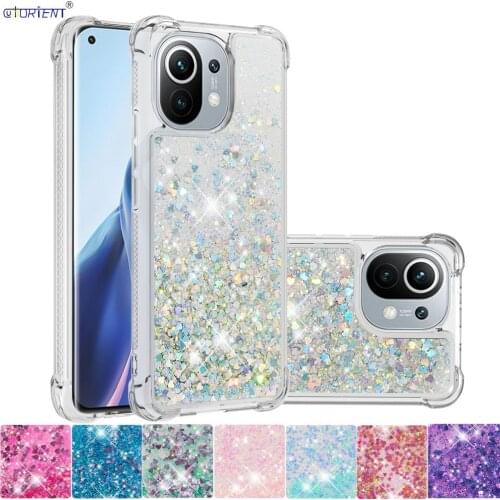 For Xiaomi Mi 11 5G Cute Glitter Flow Liquid Quicksand Silicone Bumper Cover Xaomi Xiomi Mi11 Xiaomi11 Bling Fitted Phone Case