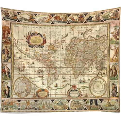 Map of The Creative World 3D Painting Tapestry Wall Hanging Bed Spread Beach Towel Table Cloth Yoga Mat 250*180CM Large Size