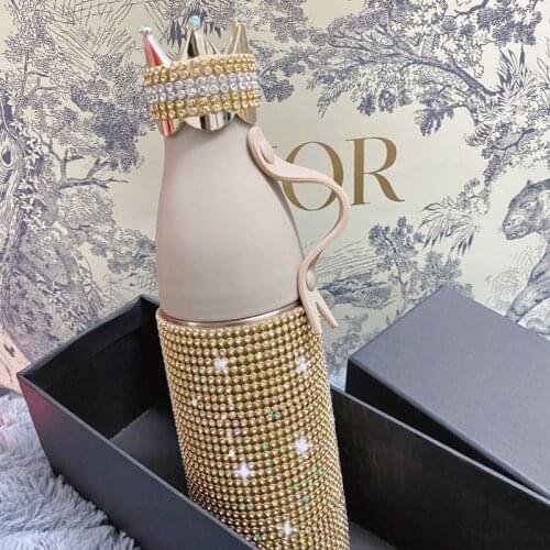 Creative Crown Rhinestone Thermos Cup 304 Stainless Steel High-value Cute Diamond-studded Cute Water Bottle Gifts for Girls