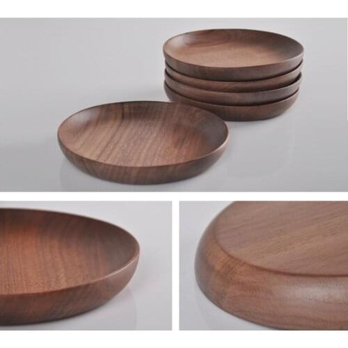 Black Walnut Solid Wood round round Tray Japanese-Style Dried Fruit Tray Dish