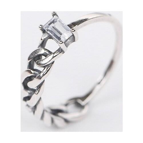 L&P Genuine 925 Sterling Silver Adjustable Cuff Ring Jewelry Ring For Women Young Girl Zircon Punk and Trendy Fine Jewelry