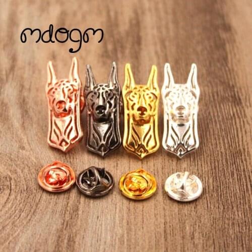 Mdogm Doberman Brooches And Pins Jewelry Suit Cute Funny Metal Small Father Collar Badges Gift For Male Men B024