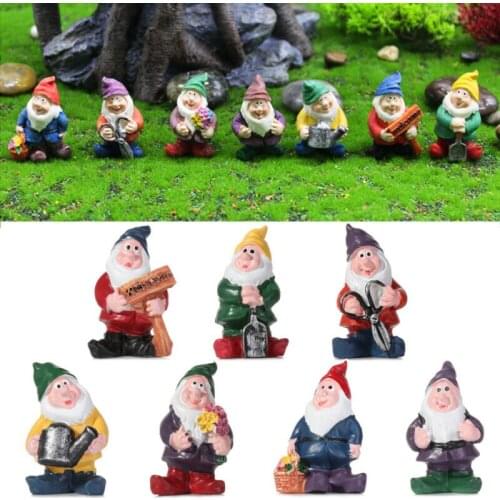 Mini Garden Gnomes Dwarf Miniature Fairy Garden Statue Courtyard Elf Figure Resin Micro Landscape Outdoor Figurine Ornament