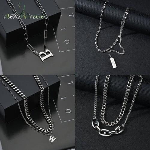 Nextvance Fashion Stainless Steel Pendant Necklace Double Chains on the neck For Women Girlfriend Couple Warehouse Party Gift