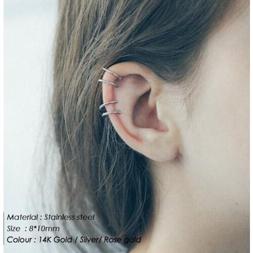 No Pierced Ear Clip High Quality 316L Stainless Steel 2020 Fashion Novel and Unique Cross C Shape Ear Clip Minimalist Style