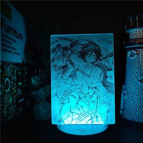 Attack on Titan 3D Lamp Mikasa Ackerman Nights Lights Model Colorful Novelty Anime Led Decor Desk Lighting Lampara Xmas Gift
