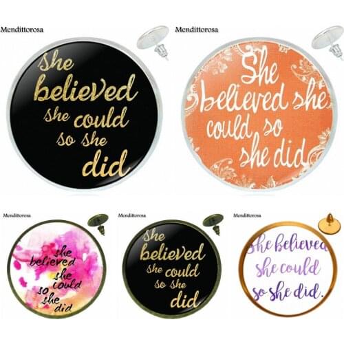 She Could So She Did She Believed For Girls Wholesale Luxury Brand Jewelry With Glass Cabochon