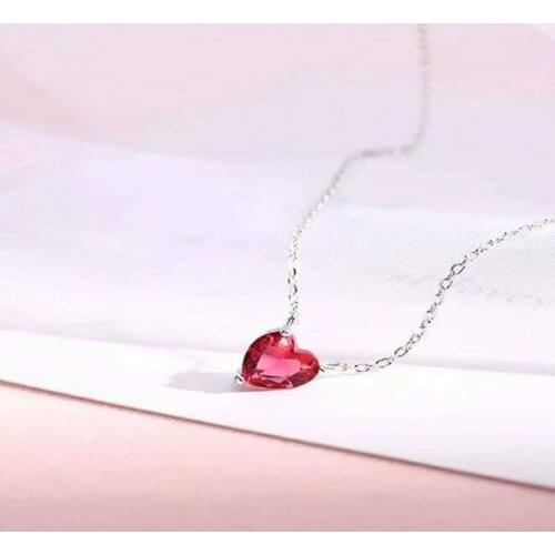 925 Sterling Silver Color Necklace Ruby Clavicle Chain Pendant Bizuteria jewelry chalcedony colgantes colgante ambar Gemstone