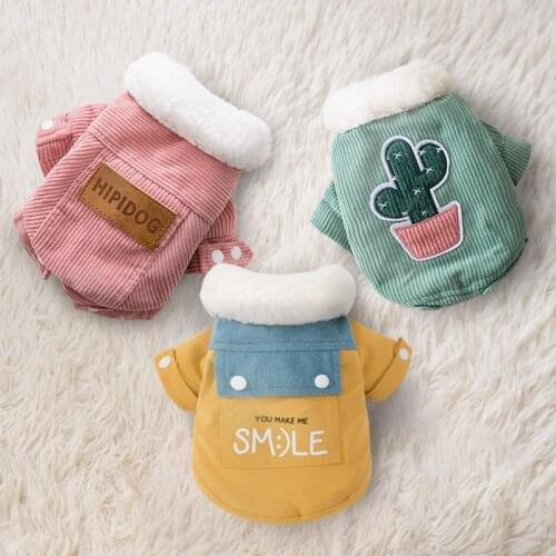 PETCIECLE Pet Clothing Teddy Puppy Bichon Dog Winter Wear Plus Velvet Thick Warm Large Fur Collar Cotton Dog Clothes