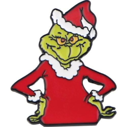 PF255 Dongmanli Christmas Monster Enamel Pins Badge for Backpack Collar Lapel Pin Hat Jewelry Birthday Gifts for Friends