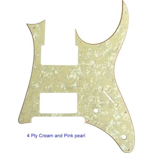 Pleroo Custom Guitar Parts - For Ibanez MIJ RG 350 DXZ Guitar Pickguard HH Humbucker Pickup Scratch Plate 4ply cream pearl pink