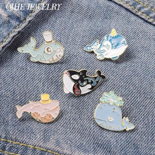 Undersea Animal Enamel Pin Cartoon Cute Whale Brooch Metal Badge Backpack Hat Bag Children Women Girls Friends Gifts