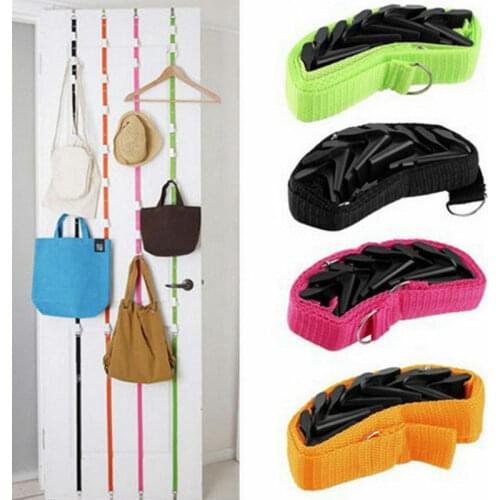 Popular Fashion Over Door Straps Hanger 8 Hooks Adjustable Hat Bag Clothes Coat Rack Organizer Home Storage Organization