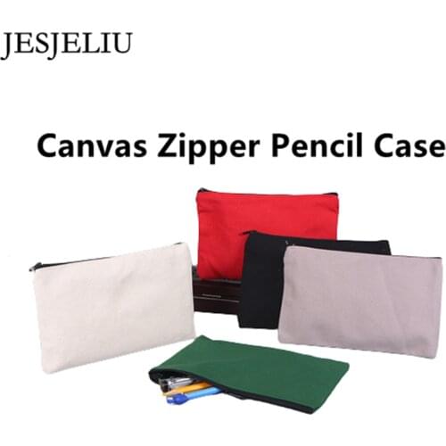 JESJELIU Simple Canvas Zipper Pouch Bags Canvas Makeup Bags Pencil Case Blank DIY Craft Bags For DIY Craft Student Stationery