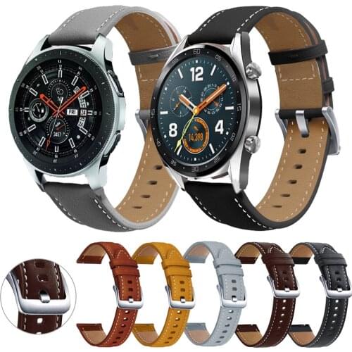 22mm Strap For Samsung Galaxy 46MM Gear S3 Frontier 3 45mm Genuine Leather Watchband For huawei Watch GT/GT2 Pro GTR 2 Bracelet