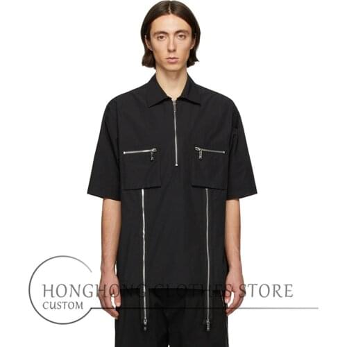 S-6XL!!! 2020! New design mens short sleeve shirt plus-size zipper decoration patchwork loose mens wear