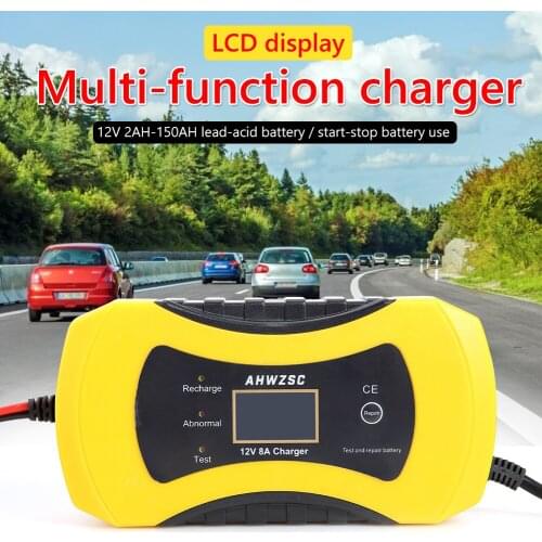 Lead Acid Battery Charger 12V 8A LCD Pulse Repair Unique Parts Portable Car Ornaments for Car Auto Motorcycle Truck