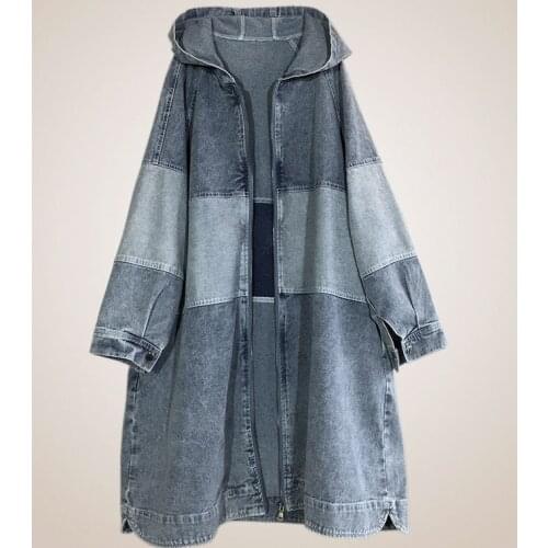 2021 Spring Autumn Long Trench Denim Coat Women Slim Oversized Trench Coat Female Outwear Fashion Windbreaker Outerwear & Coats