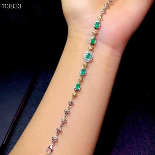 Gorgeous green emerald bracelet for women fine jewelry real 925 silver natural gem with certificate birthday gift gold plated