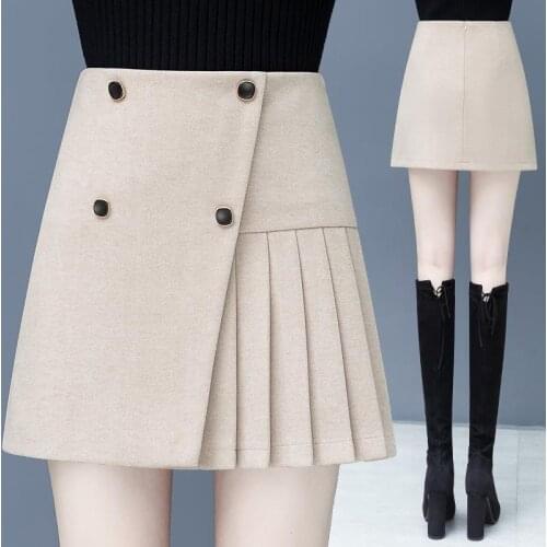 High-waisted skirt spring autumn pants Korean version of the skirt fashion pleated skirts womens sense of ultra-short skirts
