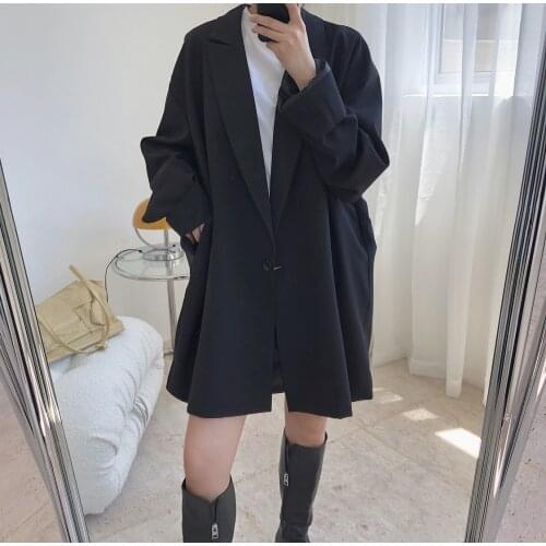 Women Blazers Femenino Black Spring Jackets Oversized Female Retro Casual High Quality Office Suit Business Elegant Mujer