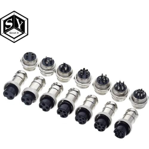 GREAT IT 1set GX16 2/3/4/5/6/7/8/9/10 Pin Male & Female 16mm L70-78 Circular Aviation Socket Plug Wire Panel Connector for diy