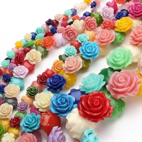 1 Strand 6 8 10 12mm Rose Camelia Flower Beads Artificial Coral Beads For Jewelry Making DIY Bracelet Neckalce Accessoires