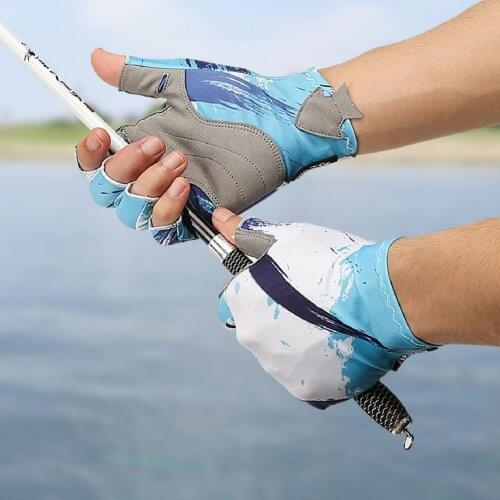 1 Pair Ultra-Thin Non-Slip Sun Protection Summer Outdoor Fingerless Gloves for Fishing Camping Cycling