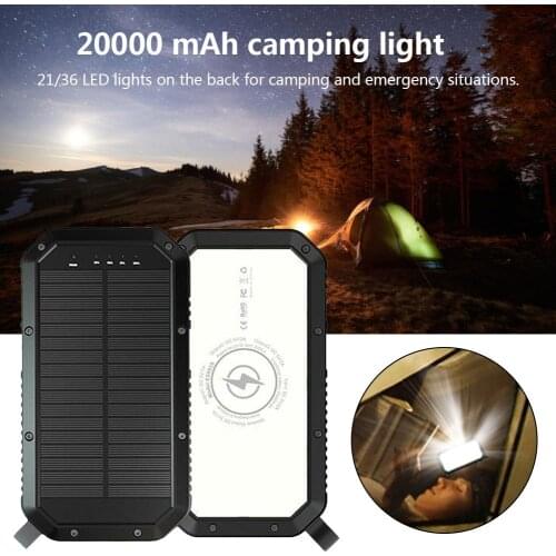 10000/20000mAh Solar Light Camping Light Mobile Phone Charging Waterproof Outdoor Emergency Lighting Camping Lamp Mobile Power