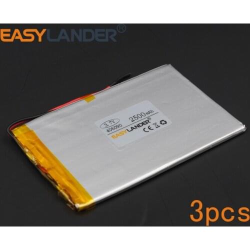 3pcs/Lot 3.7V 2500mAh Polymer Li-ion Battery For Bluetooth Notebook Tablet PC iPAQ E-Book Power Bank PDA Portable DVD 406090